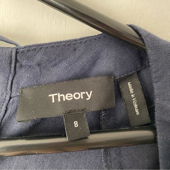 Theory Spring Navy Caliver Linen Blend Blue Lace Back Dress size 8 - Picture 8 of 9